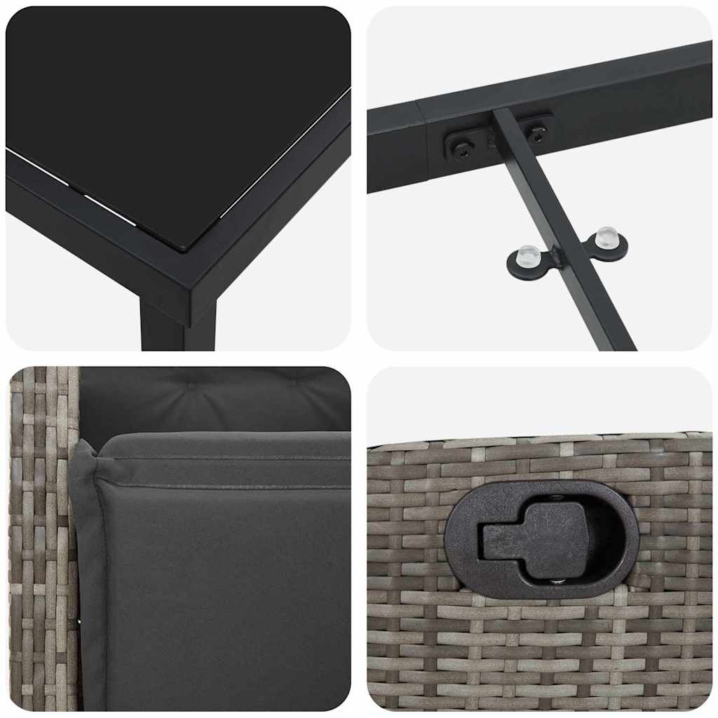 Have Spisebordssæt med pude 5 pcs Grå polyrattan