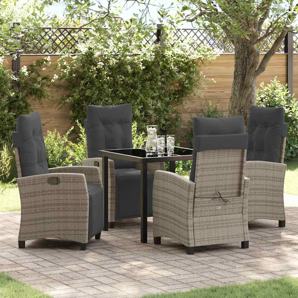 Have Spisebordssæt med pude 5 pcs Grå polyrattan
