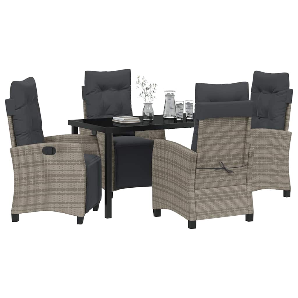 Have Spisebordssæt med pude 5 pcs Grå polyrattan