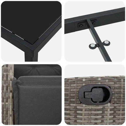 Have Spisebordssæt med pude 7 pcs Grå polyrattan