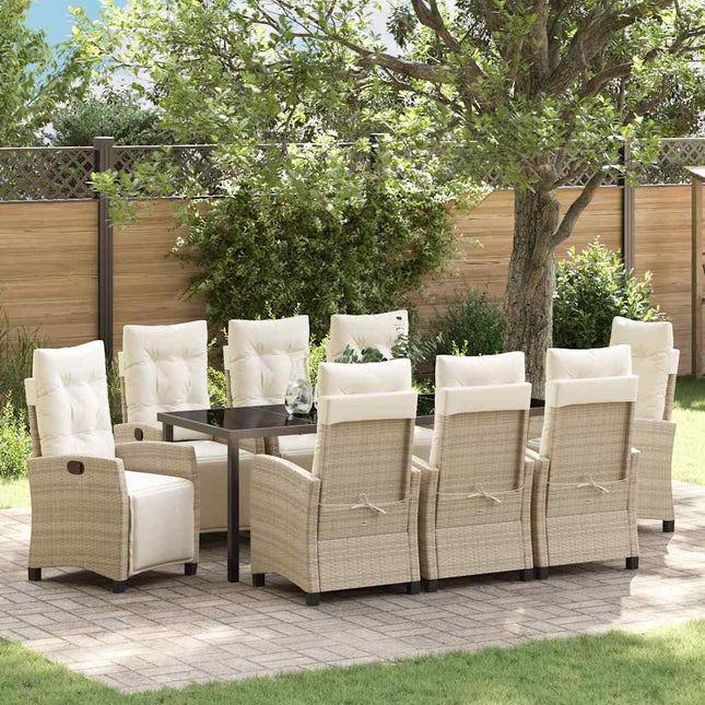 Have Spisebordssæt 9 stk. Beige polyrattan