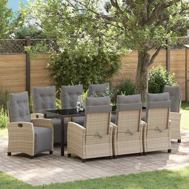 Have Spisebordssæt 9 stk. Beige polyrattan