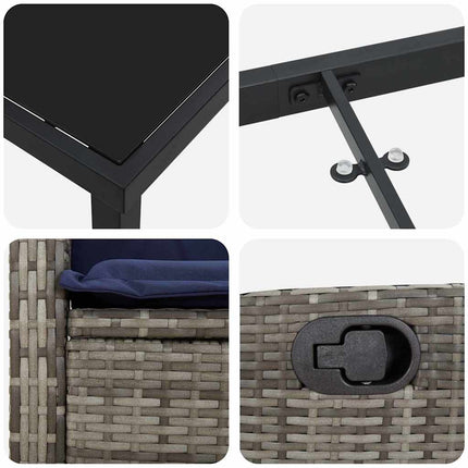 Have Spisebordssæt med pude 5 pcs Grå polyrattan