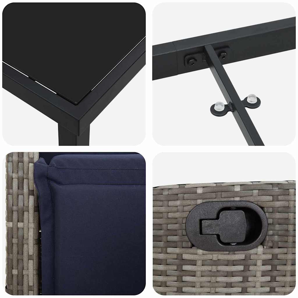 Have Spisebordssæt med pude 5 pcs Grå polyrattan