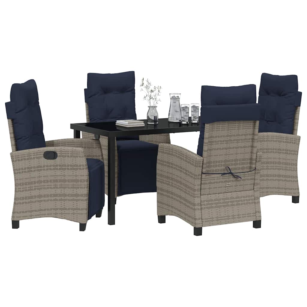 Have Spisebordssæt med pude 5 pcs Grå polyrattan