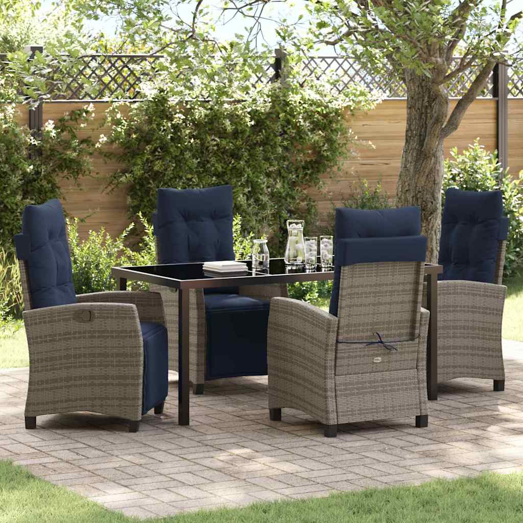 Have Spisebordssæt med pude 5 pcs Grå polyrattan