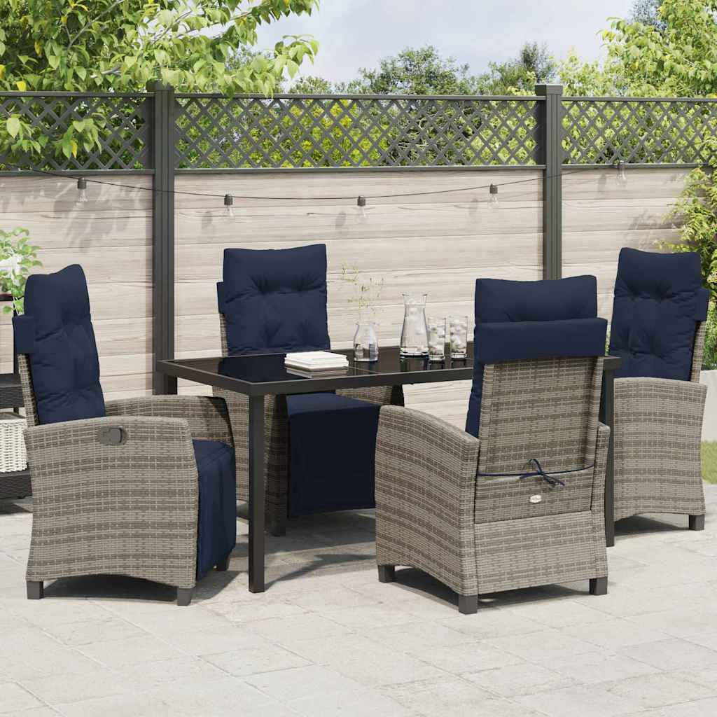 Have Spisebordssæt med pude 5 pcs Grå polyrattan
