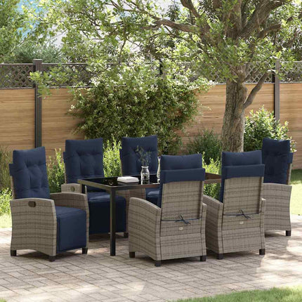 Have Spisebordssæt med pude 7 pcs Grå polyrattan