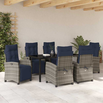 Have Spisebordssæt med pude 7 pcs Grå polyrattan