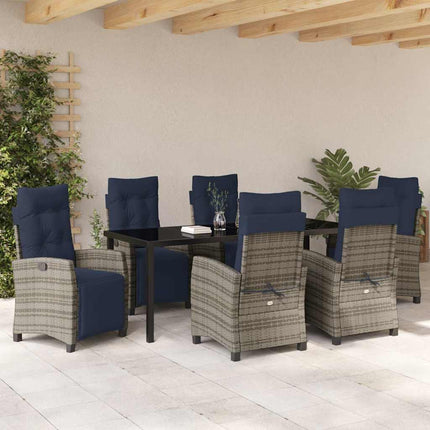 Have Spisebordssæt med pude 7 pcs Grå polyrattan