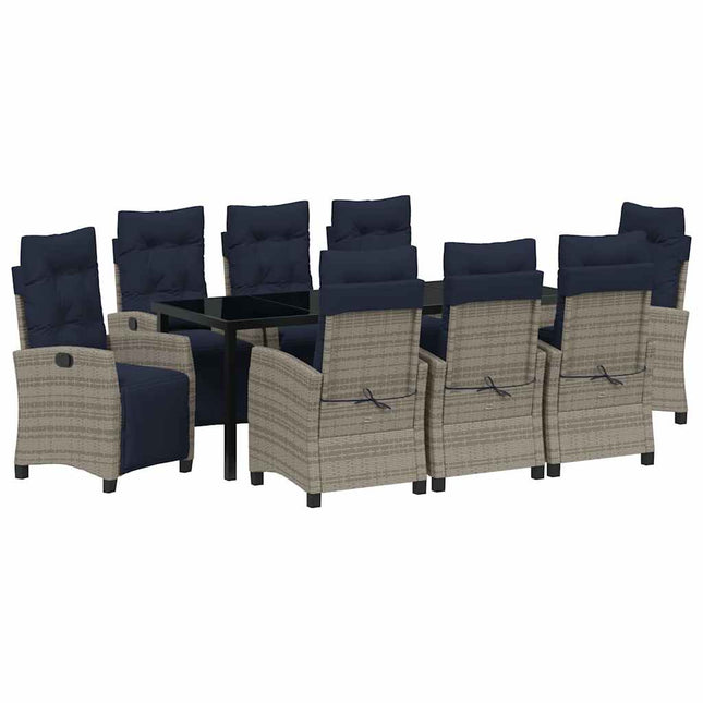 Have Spisebordssæt 9 stk. Grå polyrattan