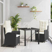 Have Spisebordssæt med pude 3 pcs Sort polyrattan