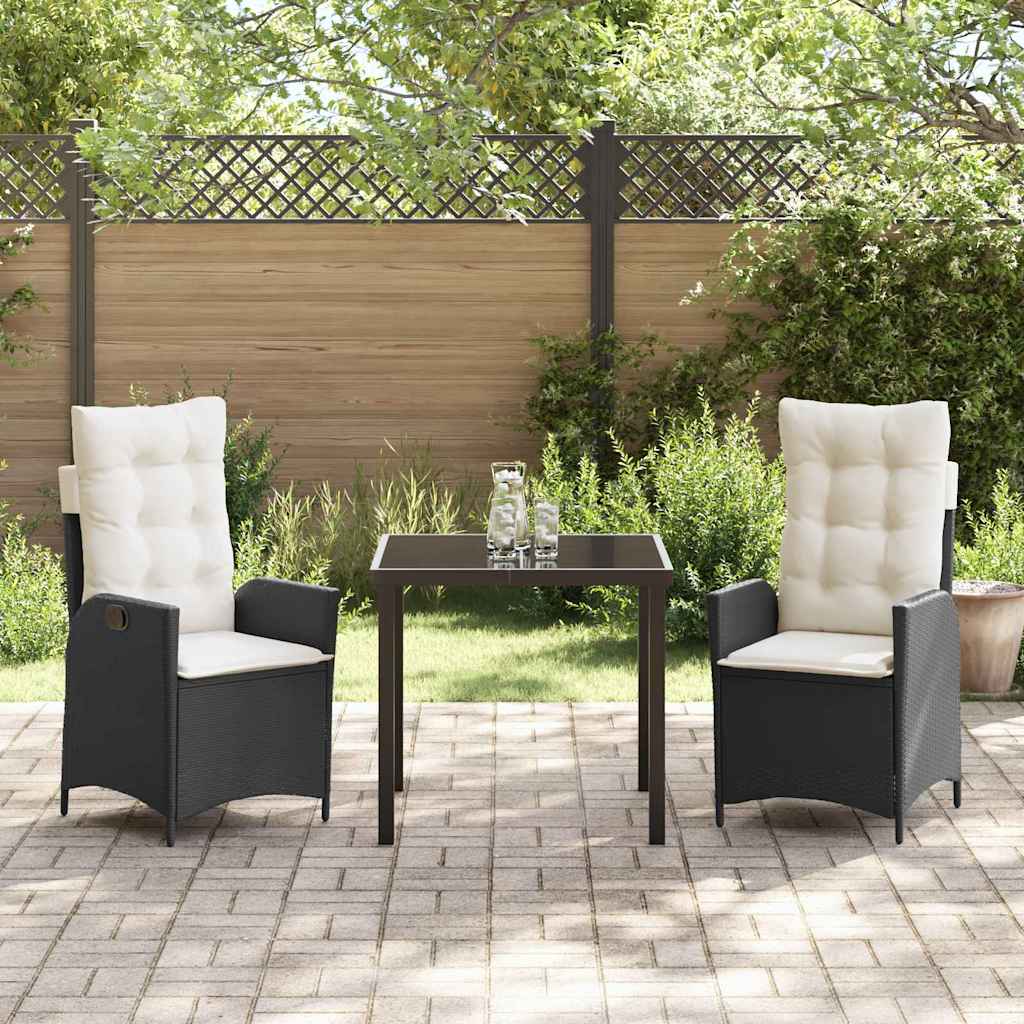 Have Spisebordssæt med pude 3 pcs Sort polyrattan