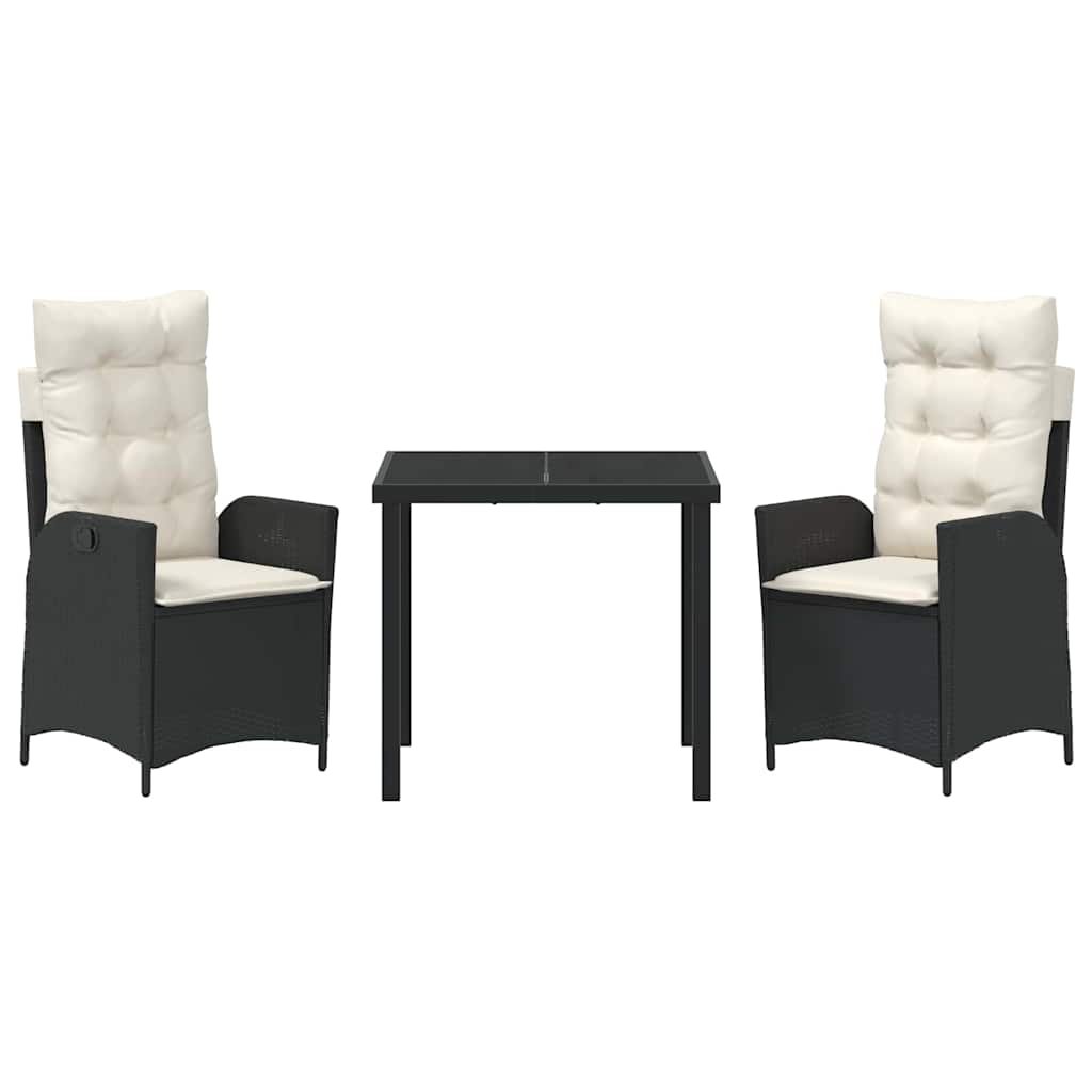 Have Spisebordssæt med pude 3 pcs Sort polyrattan