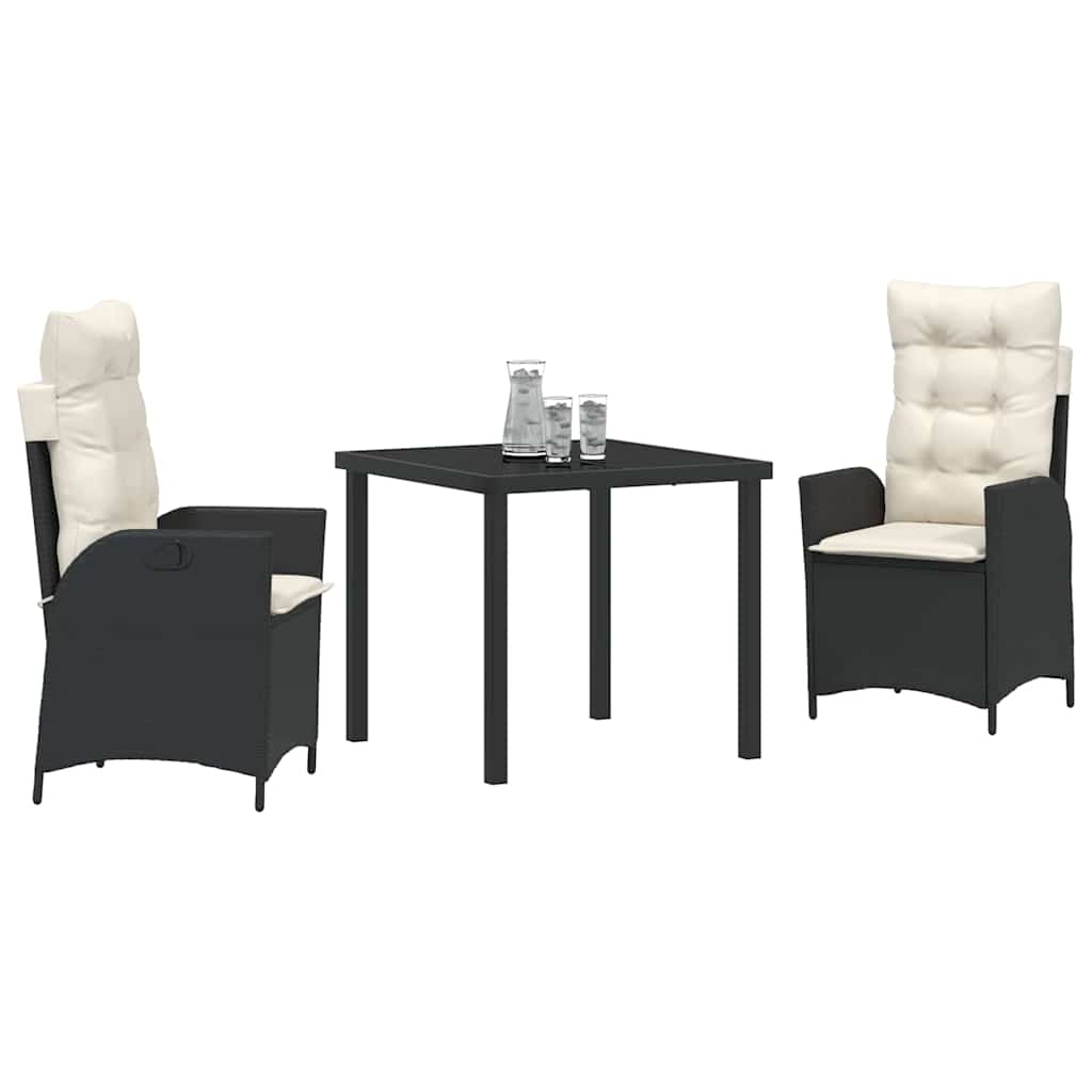 Have Spisebordssæt med pude 3 pcs Sort polyrattan
