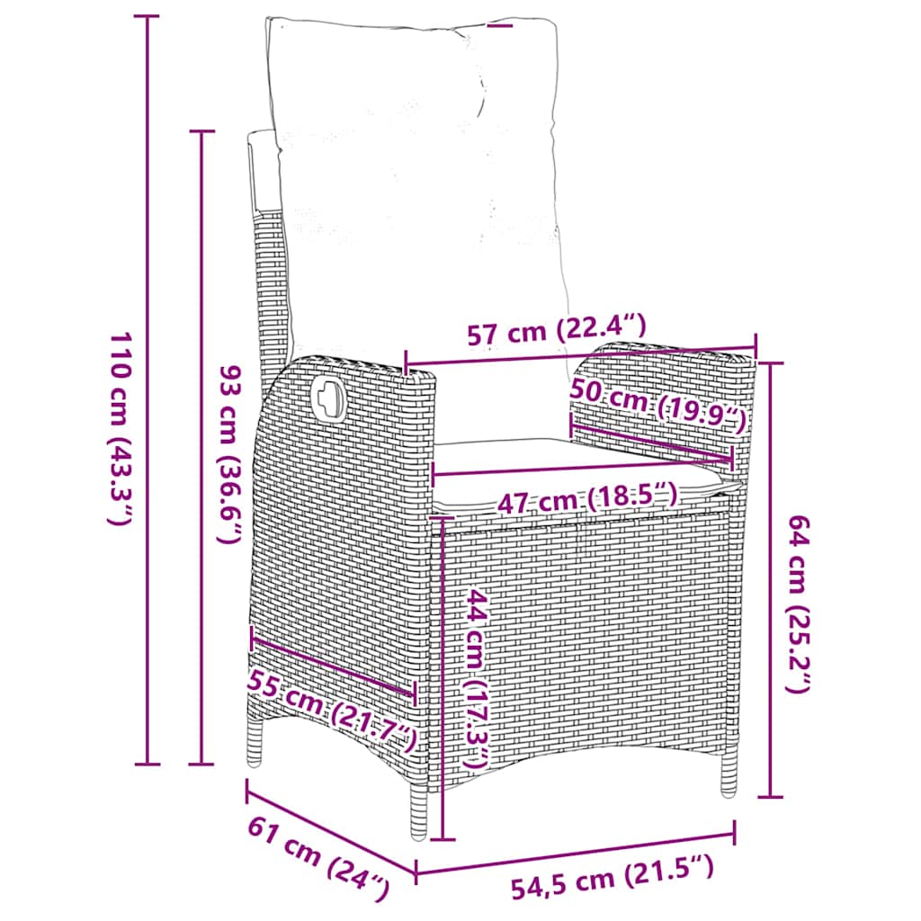 Have Spisebordssæt med pude 3 pcs Sort polyrattan