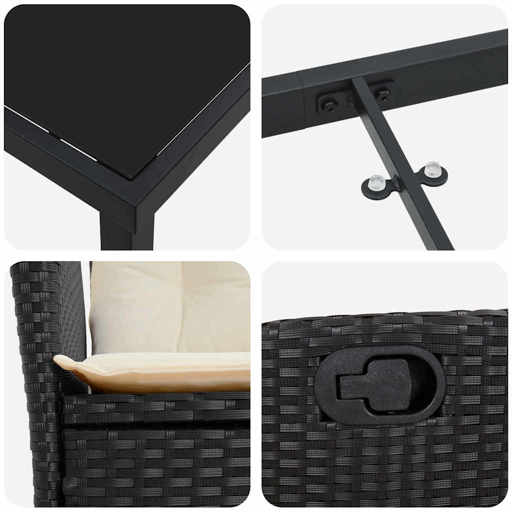 Have Spisebordssæt med pude 5 pcs Sort polyrattan
