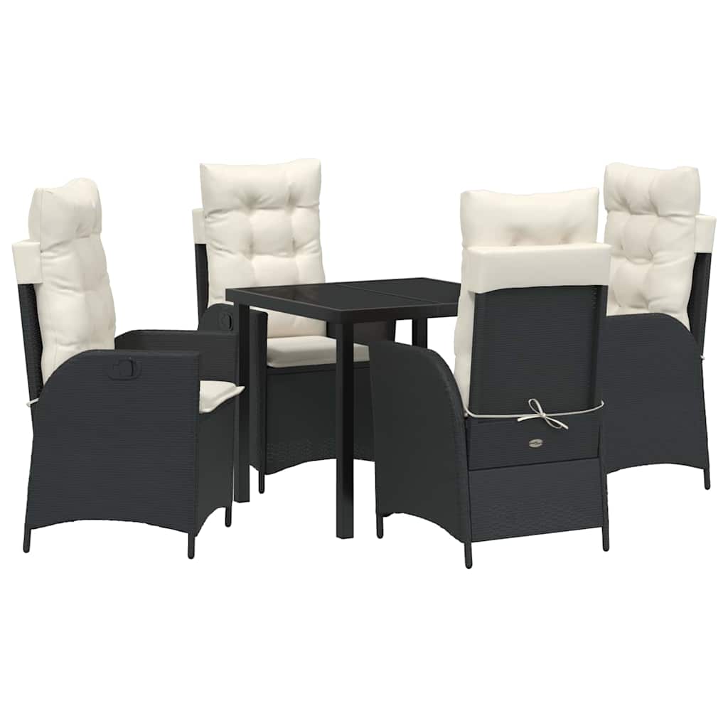 Have Spisebordssæt med pude 5 pcs Sort polyrattan