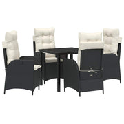Have Spisebordssæt med pude 5 pcs Sort polyrattan