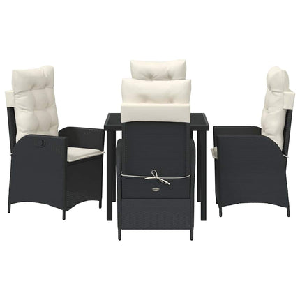 Have Spisebordssæt med pude 5 pcs Sort polyrattan