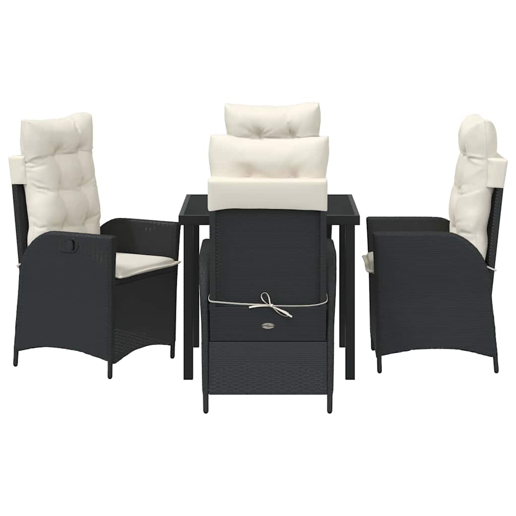 Have Spisebordssæt med pude 5 pcs Sort polyrattan