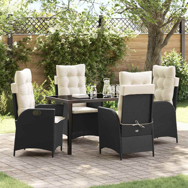 Have Spisebordssæt 5 stk. Sort polyrattan