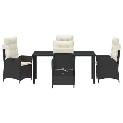 Have Spisebordssæt med pude 5 pcs Sort polyrattan