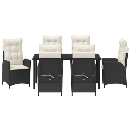 Have Spisebordssæt med pude 7 pcs Sort polyrattan