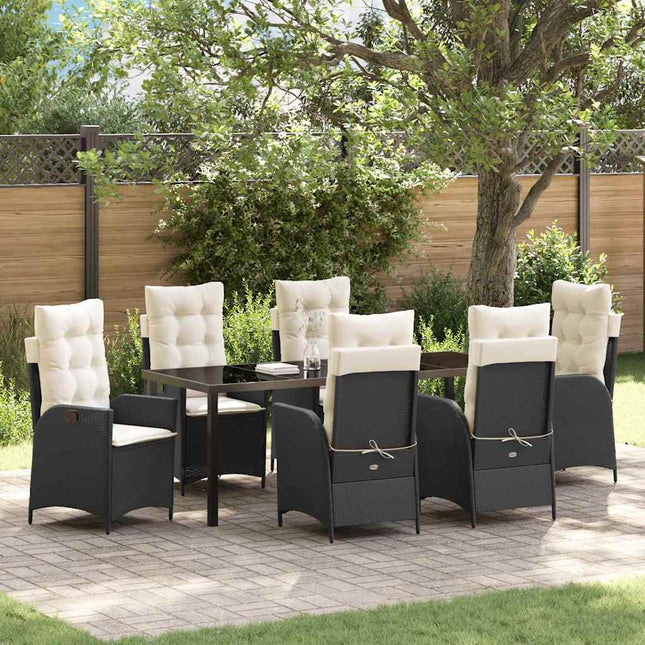 Have Spisebordssæt 7 stk. Sort polyrattan