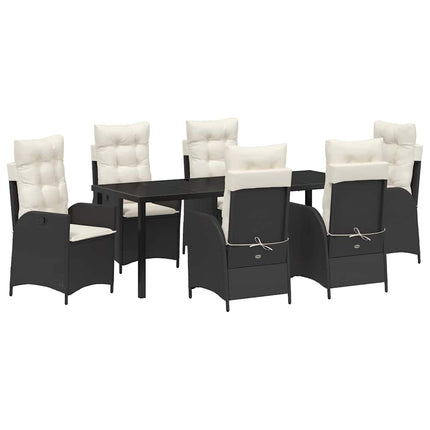 Have Spisebordssæt med pude 7 pcs Sort polyrattan