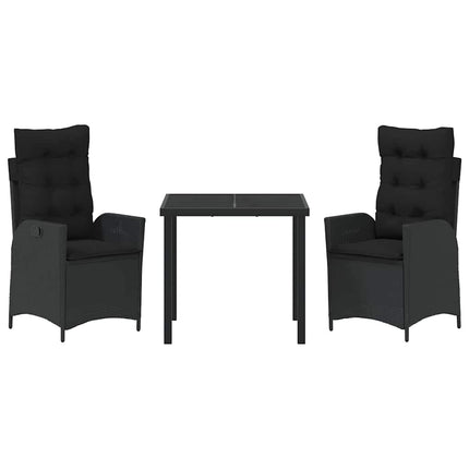 Have Spisebordssæt med pude 3 pcs Sort polyrattan