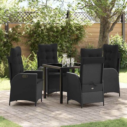 Have Spisebordssæt med pude 5 pcs Sort polyrattan