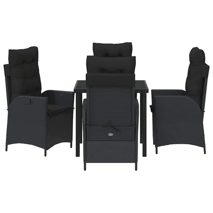 Have Spisebordssæt med pude 5 pcs Sort polyrattan