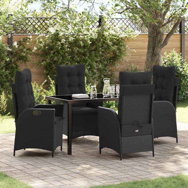 Have Spisebordssæt 5 stk. Sort polyrattan