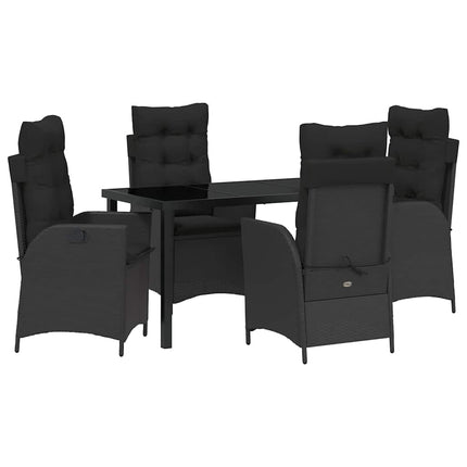 Have Spisebordssæt med pude 5 pcs Sort polyrattan