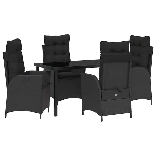 Have Spisebordssæt 5 stk. Sort polyrattan