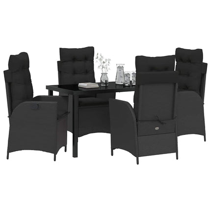 Have Spisebordssæt med pude 5 pcs Sort polyrattan
