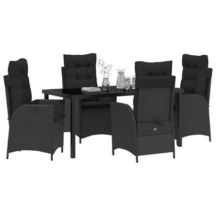 Have Spisebordssæt med pude 5 pcs Sort polyrattan