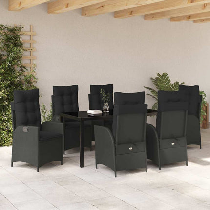 Have Spisebordssæt med pude 7 pcs Sort polyrattan