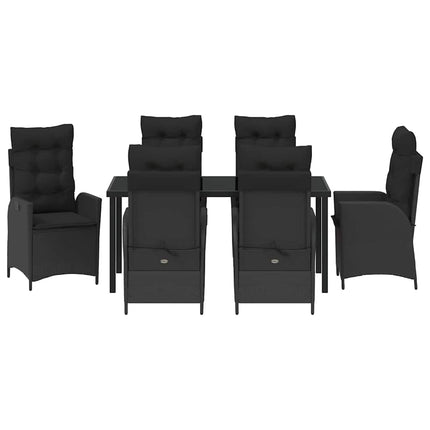 Have Spisebordssæt med pude 7 pcs Sort polyrattan