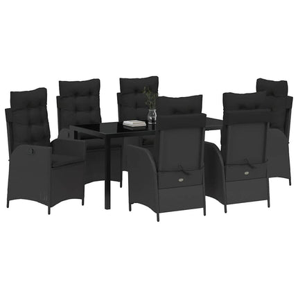 Have Spisebordssæt med pude 7 pcs Sort polyrattan