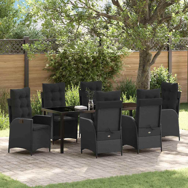 Have Spisebordssæt 7 stk. Sort polyrattan
