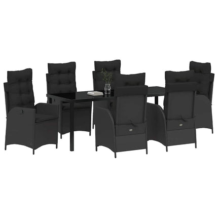 Have Spisebordssæt med pude 7 pcs Sort polyrattan