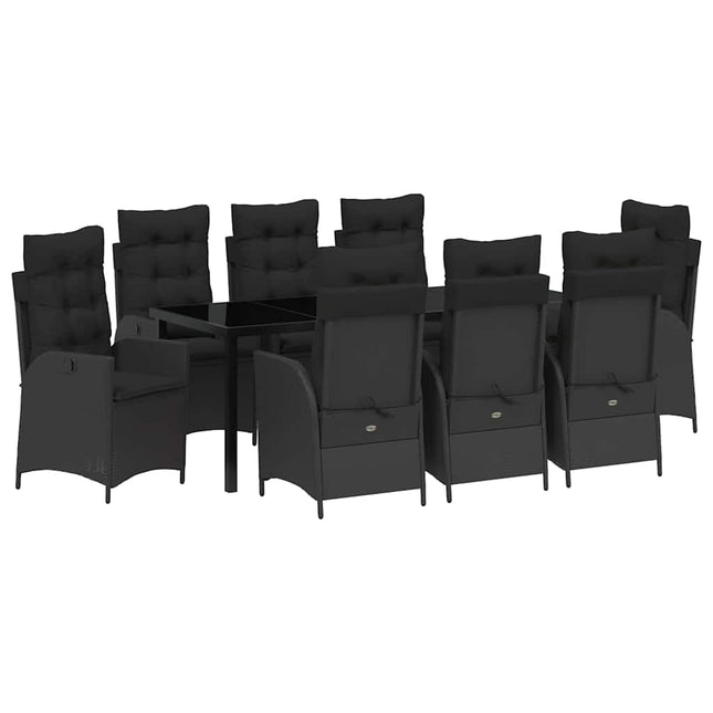 Have Spisebordssæt 9 stk. Sort polyrattan
