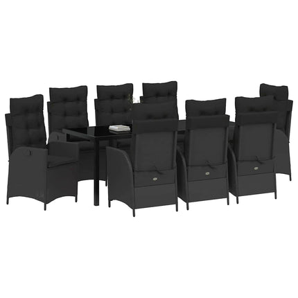 Have Spisebordssæt med pude 9 pcs Sort polyrattan