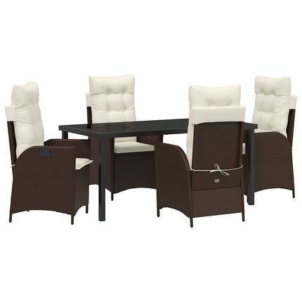 Have Spisebordssæt med pude 5 pcs Brun polyrattan