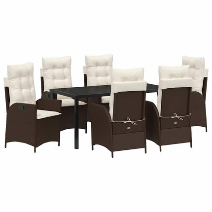 Have Spisebordssæt med pude 7 pcs Brun polyrattan
