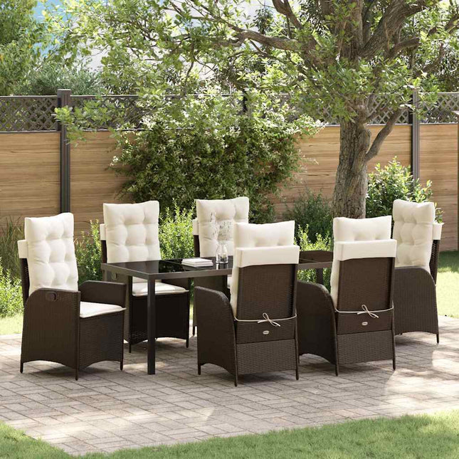 Have Spisebordssæt 7 stk. Brun polyrattan
