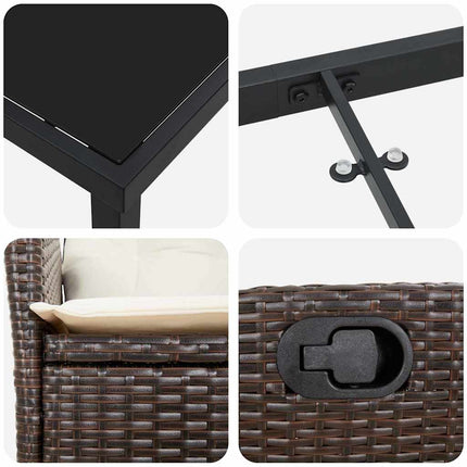 Have Spisebordssæt med pude 9 pcs Brun polyrattan