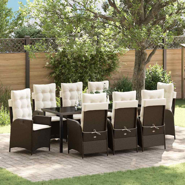 Have Spisebordssæt 9 stk. Brun polyrattan